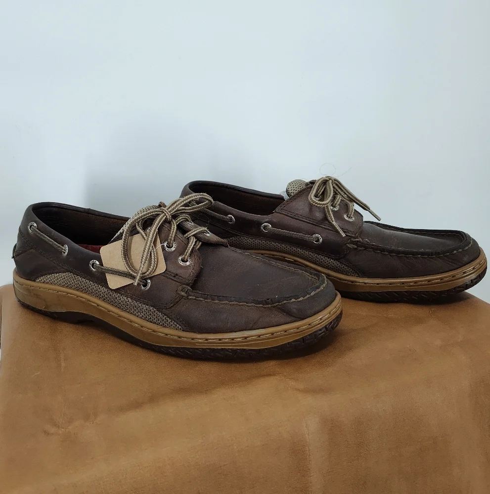 Sperry Mens Brown Leather Surveyor Boat Shoes Size 11M